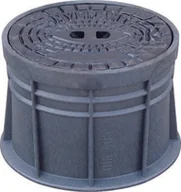 Akcesoria hydrauliczne - Skrzynka uliczna tworzywowa, z napisem "H" (HYDRANT), do hydrantu, korpus PEHD, pokrywa żeliwna okrągła - miniaturka - grafika 1