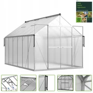 Szklarnie ogrodowe - Szklarnia Ogrodowa Poliwęglan Duża Slide-In 370x244cm Srebrna UV - miniaturka - grafika 1