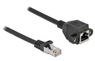 DeLOCK Przedłużacz kabla sieciowego S/FTP RJ45 męski do RJ45 żeński Cat.6A 25 cm czarny 86998 - Kable miedziane - miniaturka - grafika 1