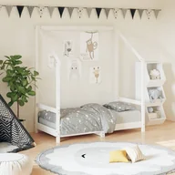 Łóżka dla dzieci i młodzieży - vidaXL vidaXL Rama łóżka dziecięcego, biała, 70x140 cm, drewno sosnowe - miniaturka - grafika 1
