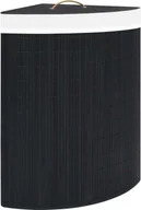 Kosze na bieliznę - The Living Store Narożny kosz na pranie Bamboo Czarny 60 L - miniaturka - grafika 1