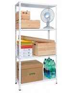 Szafy i regały magazynowe - Kovona System Regał półkowy, 1500x750x300 mm, nośność 75 kg, biały VEDDA4BB00000000 - miniaturka - grafika 1