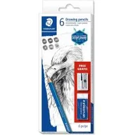 Przybory szkolne - Staedtler Ołówek Lumograph 6 sztuk 2H,HB,B,2B,4B,6B + gumka - miniaturka - grafika 1