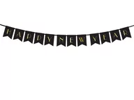 Sylwester - Party Deco Baner Happy New Year czarny 170 cm 1 szt GRL64 - miniaturka - grafika 1