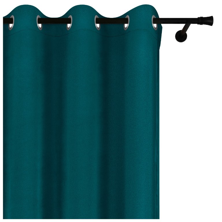 Voppi Zasłona okienna z grubego weluru 140 x 260 cm turkusowa zasłona z przelotkami kółkami