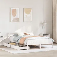Łóżka - Rama łóżka bez materaca, biała, 160x200 cm, lite drewno sosnowe - miniaturka - grafika 1