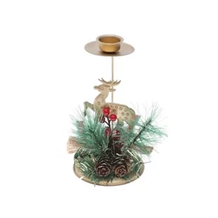 Świecznik Boże Narodzenie złoty ozdobny na stół Glamour 15 cm KSN123 - Ozdoby bożonarodzeniowe - miniaturka - grafika 2