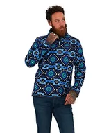 Bluzy męskie - Joe Browns Męska bluza na szyję z nadrukiem azteckim na zamek, NIEBIESKI, XXL - miniaturka - grafika 1