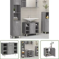 Szafki łazienkowe - The Living Store Szafka łazienkowa szara Sonoma 60x32x53,5 cm Materiał drewnopochodny - miniaturka - grafika 1