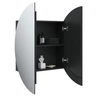 Lumarko Szafka łazienkowa z lustrem i LED, czarny, 54x54x17,5 cm - Szafki łazienkowe - miniaturka - grafika 6