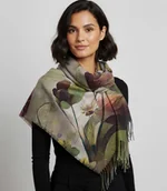 Apaszki i szaliki damskie - Kwadratowa chusta szal damski z frędzlami AGRAFKA - miniaturka - grafika 1