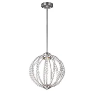 Lampy sufitowe - Elstead Lighting LAMPA wisząca FE/OBERLIN/P/S FEISS zwis OPRAWA kula ball LED 8W koraliki nikiel satynowany przezroczyste - miniaturka - grafika 1