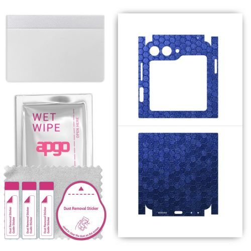 folia naklejka skórka strukturalna na TYŁ+BOKI do Samsung Galaxy Z Flip5 Retro - Plaster Miodu Niebieski - apgo SKINS