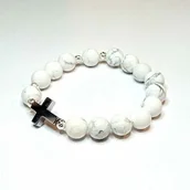 Biżuteria religijna - Bransoletka, dziesiątka - kamień howlit i kamień slivery - miniaturka - grafika 1