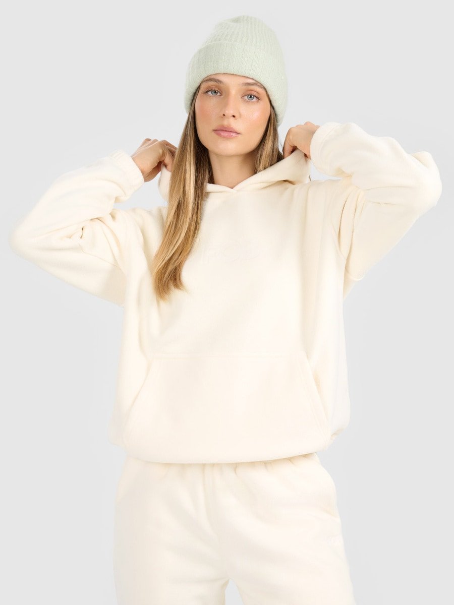 Polar loose z kapturem damski 4F 4FRAW25TFLEF451-11S Biały M