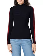 Swetry damskie - Morgan Sweter damski Pull Col Roulé Bande Couleur Manche Mentoi, Granatowy/czerwony, L - miniaturka - grafika 1