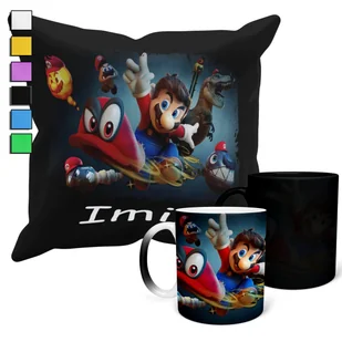 ZESTAW KUBEK MAGICZNY ZMIENIAJĄCY KOLOR +POSZEWKA SUPER MARIO PREZENT +IMIĘ - Gadżety dla niej i dla niego - miniaturka - grafika 1