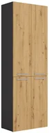 Szafki łazienkowe - Regał do łazienki z koszem antracyt + dąb artisan S6-T33 - miniaturka - grafika 1