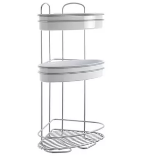 Metaltex 403710322 Orbit regał narożny Regał z 2 półki na małe części, 3 pięter, metal, chrom/biały, 21 x 21 x 53 cm 403710322 - Półki łazienkowe - miniaturka - grafika 1