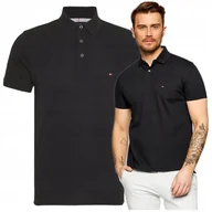 Koszulki męskie - Tommy Hilfiger Czarna Polówka Męska Koszulka Polo Bawełna PREMIUM r.L - miniaturka - grafika 1
