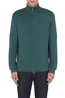 Bluzy męskie - Armani Exchange Męska bluza Monochrome Mock Neck Zip up Sweatshirt Cardigan Sweater, Green Gles, bardzo duża, zielony widelec, XXL - miniaturka - grafika 1