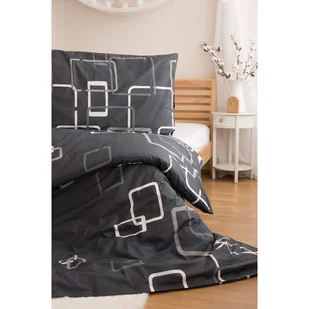 Jerry Fabrics Pościel bawełniana Kwadraty czarno-biały, 140 x 200 cm, 70 x 90 cm - Pościel - miniaturka - grafika 1