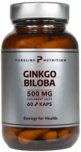 Pureline Nutrition Ginkgo Biloba Miłorząb japoński 500mg, 60 kaps. - Suplementy naturalne - miniaturka - grafika 1