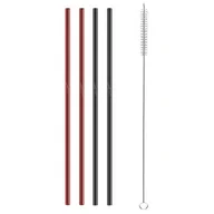 Słomki do napojów - Lamart SŁOMKI METALOWE METALOWE CZERWONE/CZARNE SZT STRAW LT7054 - miniaturka - grafika 1