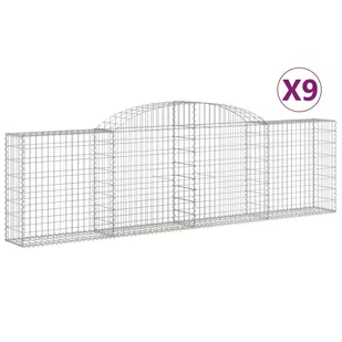 vidaXL Kosze gabionowe, 9 szt, 300x30x80/100 cm, galwanizowane żelazo - Ogrodzenia - miniaturka - grafika 3