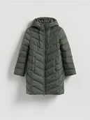 Płaszcze damskie - Reserved - Pikowany płaszcz - zielony - miniaturka - grafika 1