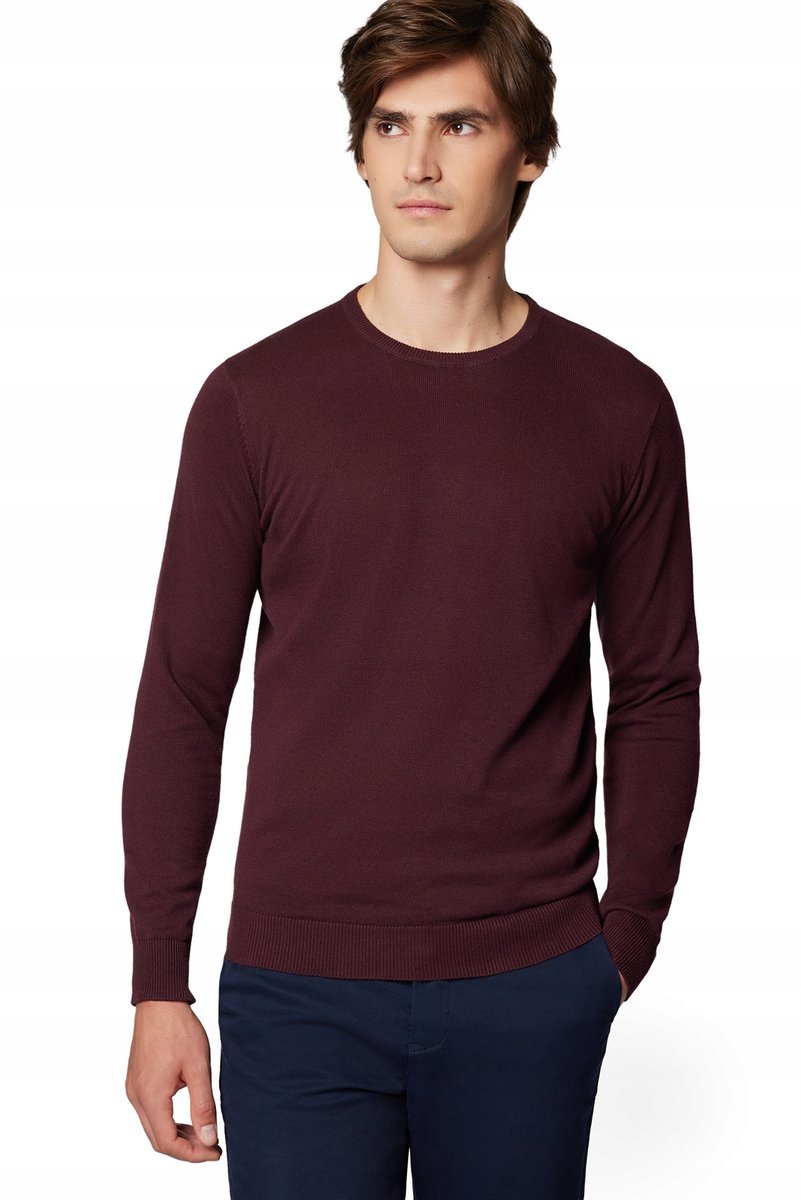 Sweter Męski Ciemnobordowy Bawełniany O-neck Próchnik PM8 2XL