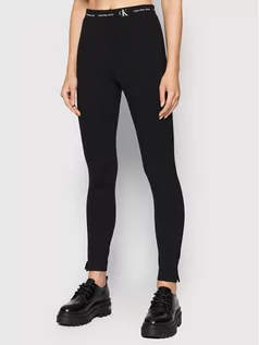 Spodnie damskie - Calvin Klein Jeans Legginsy J20J217747 Czarny Slim Fit - grafika 1