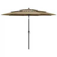 Parasole ogrodowe - vidaXL Lumarko 3-poziomowy parasol na aluminiowym słupku, taupe, 3 m! 313871 - miniaturka - grafika 1