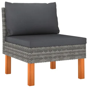VidaXL Sofa środkowa, polirattan i lite drewno eukaliptusowe 315753 - Sofy ogrodowe - miniaturka - grafika 1