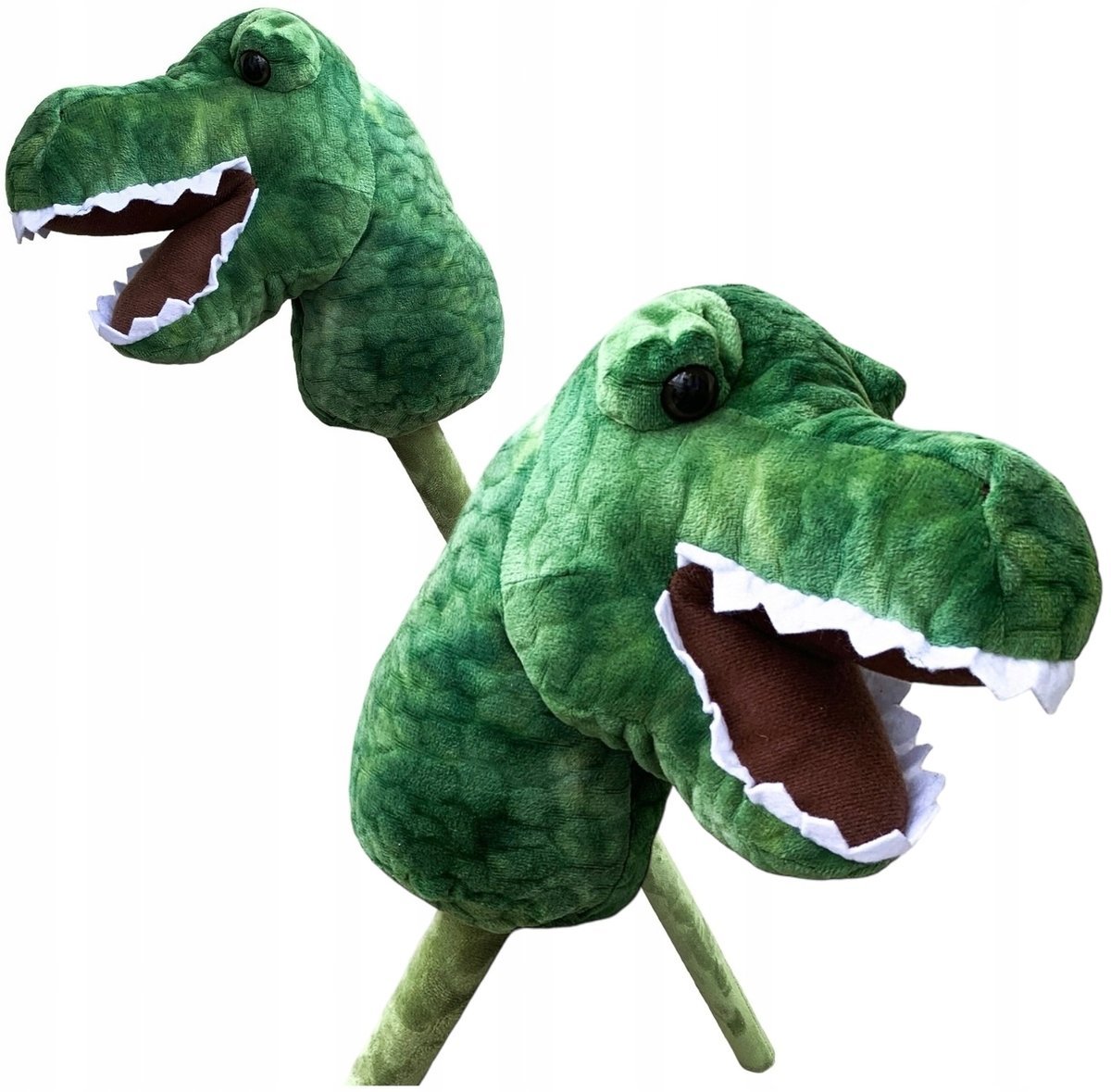 Głowa dinozaura na kiju kijku zielony smok hobby Horse pluszowy
