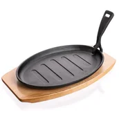 Patelnie - Banquet Patelnia żeliwna na drewnianej desce 27 x 17,5 cm Grada 40LP001 8591022337523 - miniaturka - grafika 1