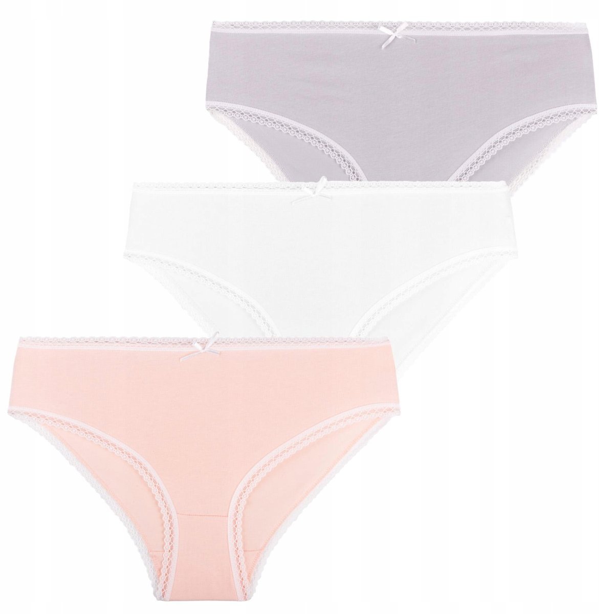 3X Majtki Damskie Figi Bikini Bawełniane Klasyczne Zestaw Komplet Moraj L