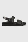 Sandały męskie - Calvin Klein sandały skórzane BACK STRAP SANDAL LTH męskie kolor czarny HM0HM00946 - miniaturka - grafika 1