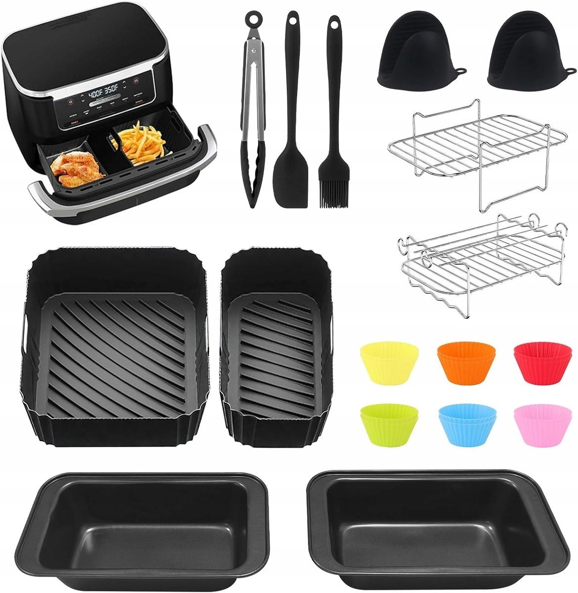 Wkładki Stojaki Papier Do Frytkownicy Beztłuszczowej Air Fryer Dual Basket