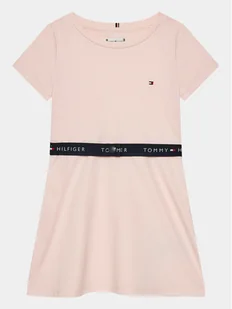 Tommy Hilfiger Sukienka codzienna Essential Skater KG0KG07776 D Różowy Regular Fit - Sukienki i spódniczki dla dziewczynek - miniaturka - grafika 1