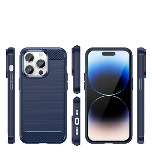 Carbon Case etui iPhone 14 Pro Max elastyczny żelowy pokrowiec na tył plecki niebieski - Etui i futerały do telefonów - miniaturka - grafika 2