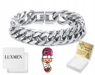 Bransolety męskie - Bransoletka Męska Srebrna Pancerka Gruba Bransoleta 15Mm 96G Grawer - miniaturka - grafika 1