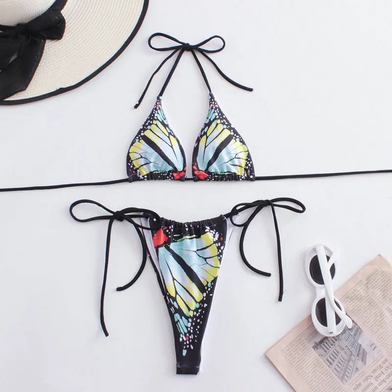 Bikini - Egzotyczny Dwuczęściowy Strój Kąpielowy z Wiązaniami - L