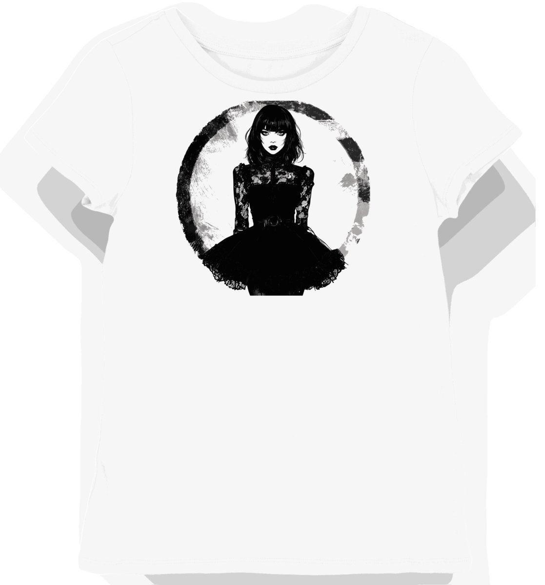 Koszulka damska biała z gotyckim motywem koronki XXL