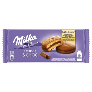 Kraft Ciastka biszkoptowe Milka Choc&Choc przekładane nadzieniem kakaowym i kawałkami czekolady 150 g - Ciastka - miniaturka - grafika 1
