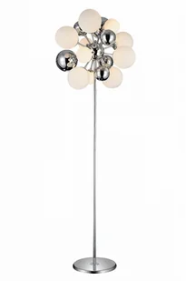 Lumina Deco GALAKSIDA lampa stojąca w chromie z kloszami mlecznymi i srebrnymi E27 G9 - Lampy stojące - miniaturka - grafika 1