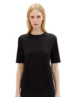 Koszulki i topy damskie - Podstawowy T-shirt damski o luźnym kroju TOM TAILOR, 14482-głęboka czerń, L - miniaturka - grafika 1