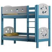 Łóżka dla dzieci i młodzieży - Niebieskie piętrowe łóżko z księżycem w zagłówku - Mimi 3X 200x90 cm - miniaturka - grafika 1