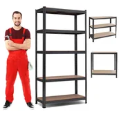 Szafy i regały magazynowe - Regał metalowy 180x90x40 cm czarny - miniaturka - grafika 1