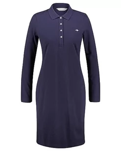 GANT Damska sukienka Slim Shield Ls Pique, niebieski (Evening Blue), XS - Sukienki - miniaturka - grafika 1